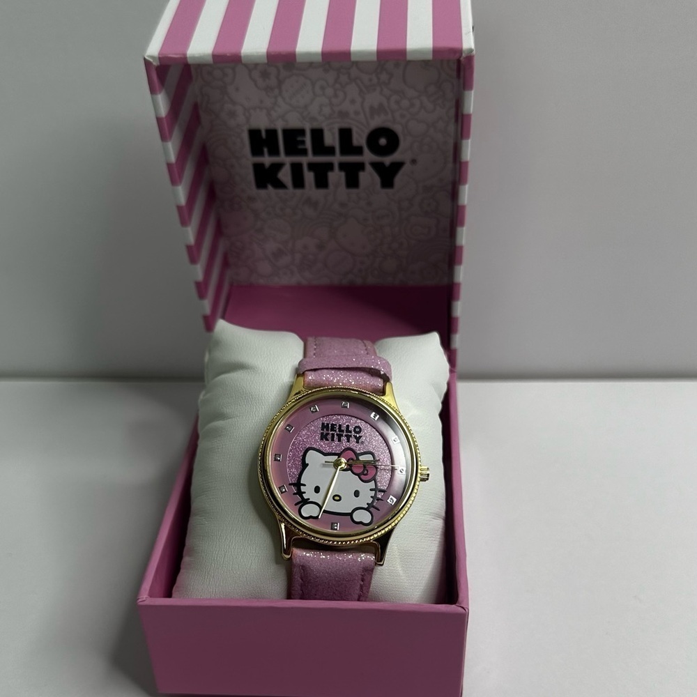 Hello Kitty Watch With Pastel Pink Sparkle Band New In Box - Picture 1 of 8